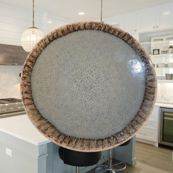 Pier 1 Set Of 4 Hand-Painted 8.5" Stoneware Plates Green With Brown Edges - Picture 4 of 7